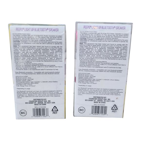 Peeps Easter Light Up Bluetooth Speakers Bundle Yellow & Pink New Sealed Cute - Picture 6 of 6